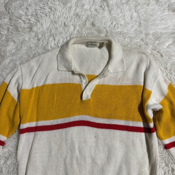 Women’s Large St. John’s Bay White/Yellow Long Sleeve Crochet Sweater - Picture 2 of 5